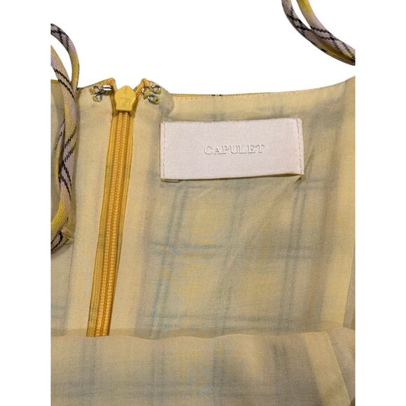 Revolve Capulet Preppy Clueless 90’s Inspo Plaid Yellow Amber Mini Dress Small - Picture 6 of 8